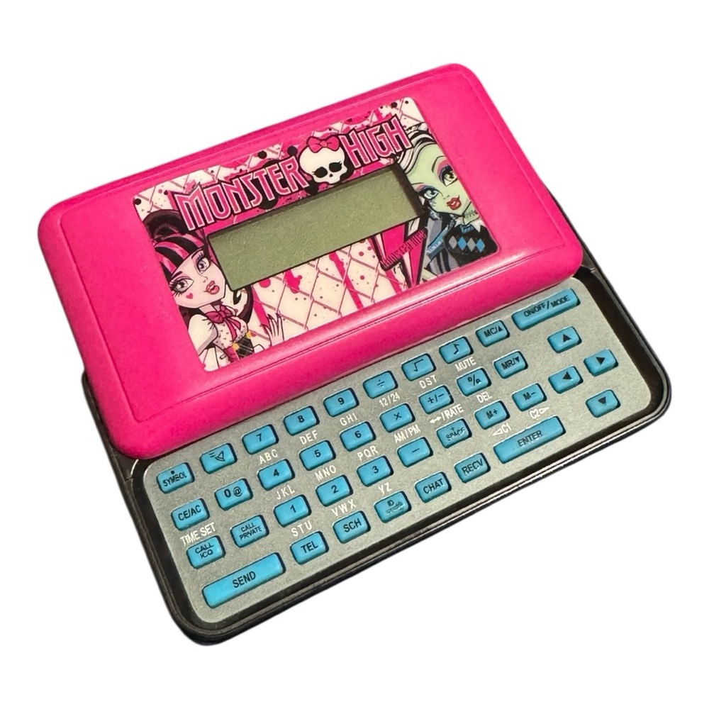 Monster High Slide Messenger Organizer Calculator Alarm Black Pink Vintage Rare